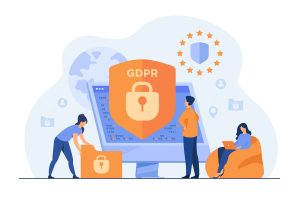 Business employees protecting the website data using GDPR