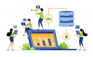 A team of employees working in web host provider company