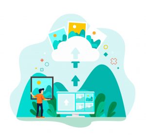 A man efficiently performing image optimization by uploading multiple images on a website
