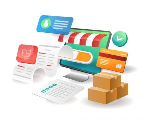 Illustration of checkout process of e-commerce website