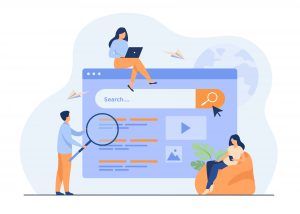 A team of individuals collaborating on search engine marketing strategies, brainstorming ideas, and analyzing data to boost online visibility