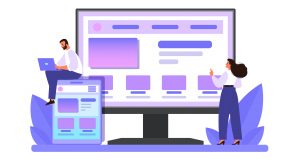 illustration of landing pages and social media advertising concept