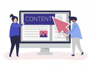 Two skilled content creators collaborating on crafting engaging website content