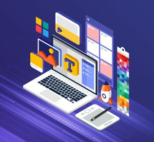 Illustration of website design of e-commerce websites
