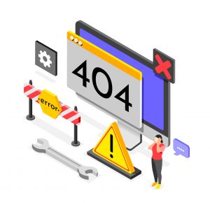 illustration of website mistakes leading to an failure alert