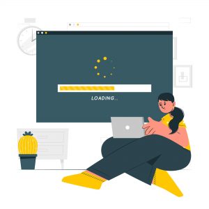 A woman patiently waiting for an image to load