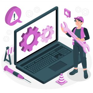 An employee working on the website maintenance and updates for the optimum performance