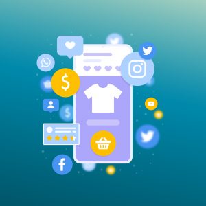An illustration of e-commerce site promoting on social media