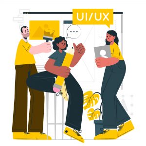 An illustration of ui/ux team creating user-friendly website design