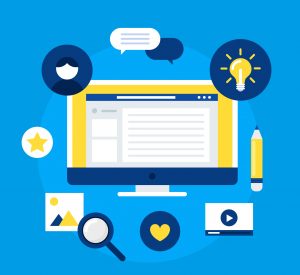 illustration of wordpress components for blogging