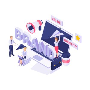 Illustration of online business building its brand and identity