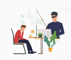 illustration of cyber attacker hacking into user's email
