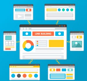 Illustration of link building concept for a website 