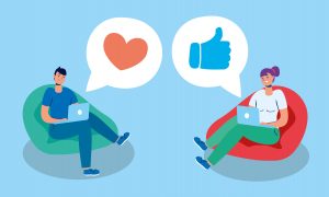Illustration of online users interacting on online platform