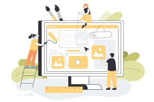 illustration of employees working on creating professional website
