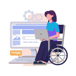 Illustration of disabled online users on accessible wordpress blog 