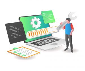 Illustration of website maintenance under progress