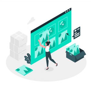 A woman putting images and pictures on the websites