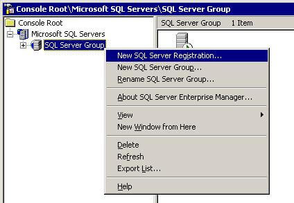 Connect Microsoft SQL 2000 Database with Enterprise Manager