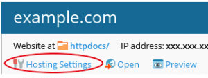 hosting settings in Plesk