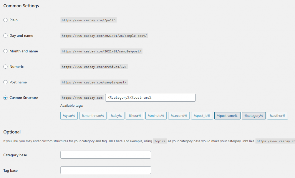 HOW TO: Configure the WordPress permalink structure