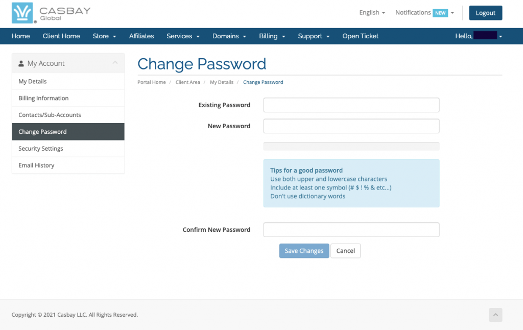 change account password