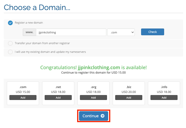 choose a domain