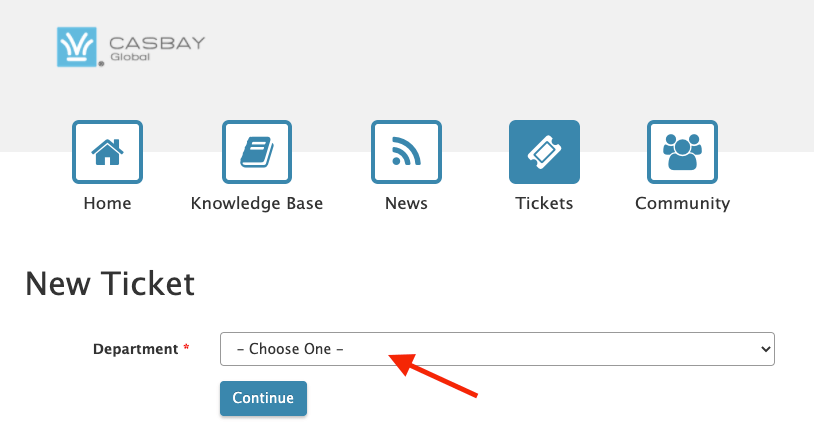 casbay new support ticket