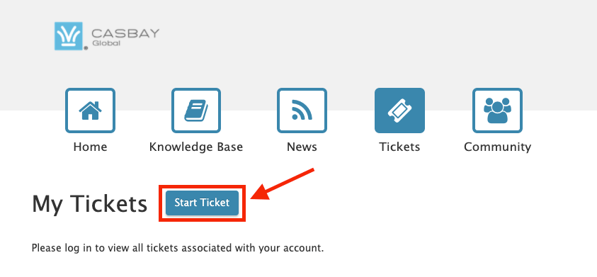 casbay start support new ticket