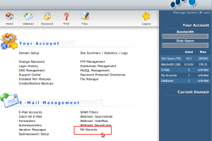 directadmin mx record