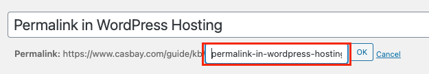 edit permalink in wordpress